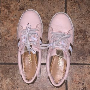 Pink and gold and white sneakers